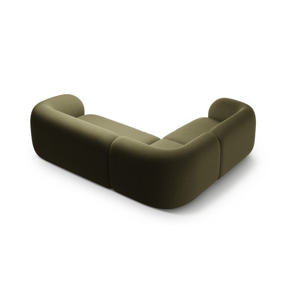 Зелен кадифен ъглов диван (ляв ъгъл/L форма) Kate – Micadoni -image-2