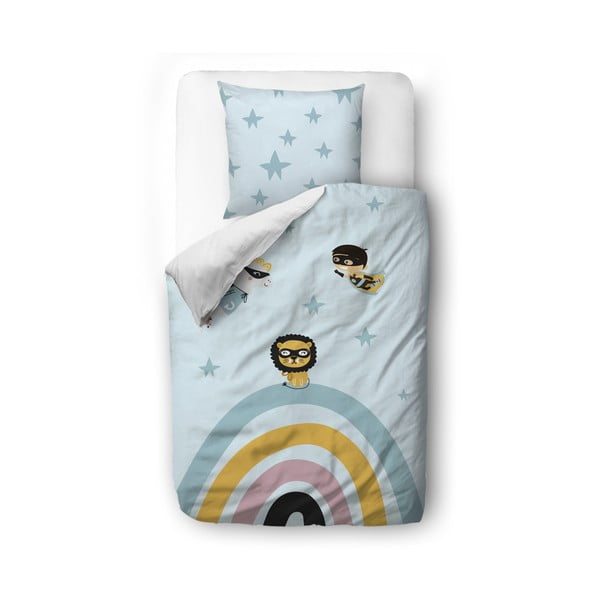 Син памучен сатен бебешко спално бельо , 100 x 130 cm Over The Rainbow - Butter Kings