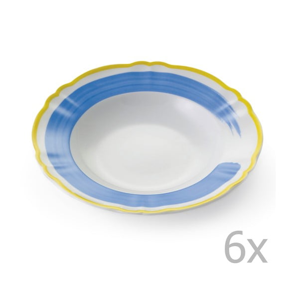 Sada 6 polévkových talířů Giotto Yellow/Blue