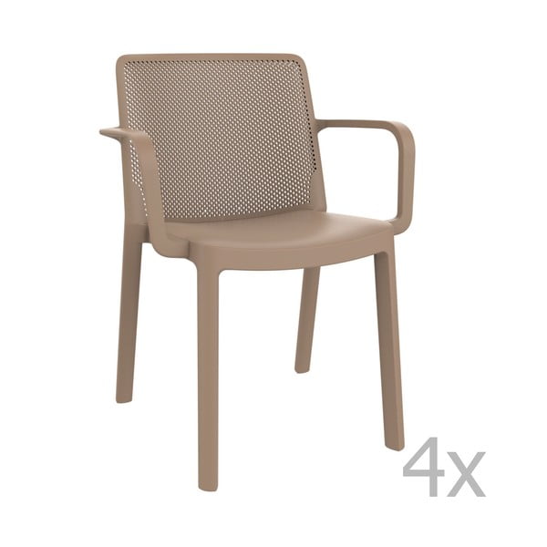 Комплект от 4 пясъчнокафяви градински стола Fresh - Resol
