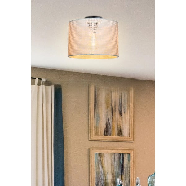 Кремаво осветително тяло за таван с текстилен абажур ø 30 cm Goza – Squid Lighting-image-1