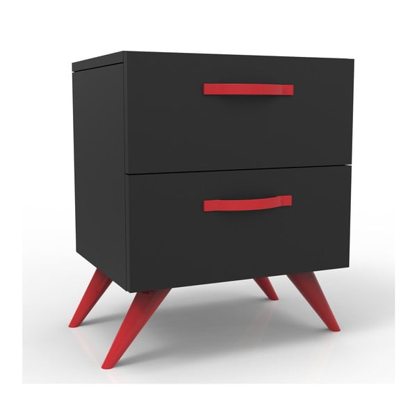 Černý noční stolek s červenýma nohama Magenta Home Coulour Series, výška 55,3 cm