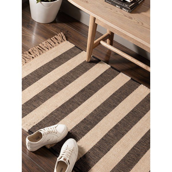 Черна/кремава двустранна/ръчно изработена ютена пътека 80x200 cm Playa – Hanse Home-image-2