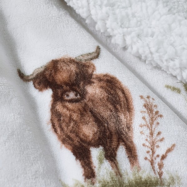 Кафяво-бежово одеяло от микроплюш 130x170 cm Angus Highland Cow – Catherine Lansfield-image-2