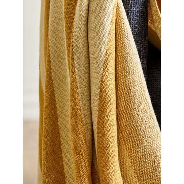 Жълто одеяло от рециклиран памук 130x160 cm Frello – Bloomingville-image-3