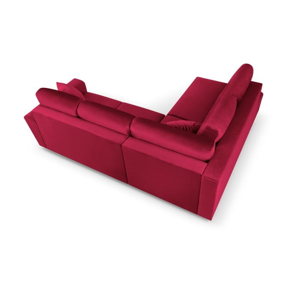Червен  кадифен разтегателен ъглов диван с място за съхранение (ляв ъгъл/L форма) Kyoto – Cosmopolitan Design-image-4