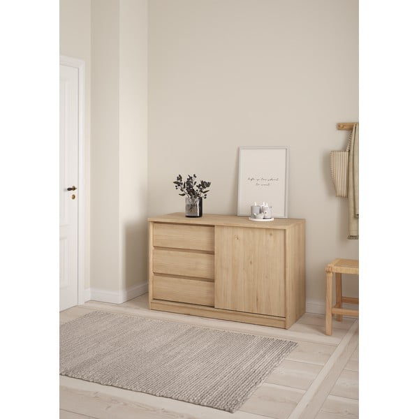 Скрин от дъбов декор с плъзгащи се врати в естествен цвят 119x76x50 cm Naia – Tvilum-image-2