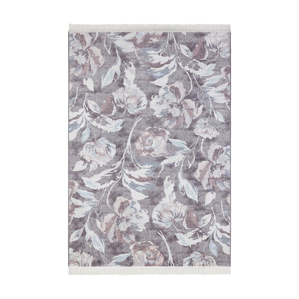 Сив килим със смес от памук , 95 x 140 cm Contemporary Flowers - Nouristan