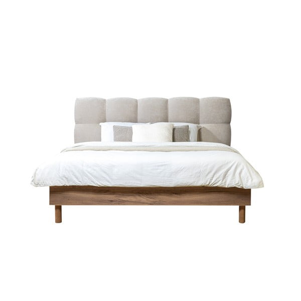 Светлосиво двойно тапицирано легло с включена подматрачна рамка 180x200 cm Kumo – Bobochic Paris-image-2