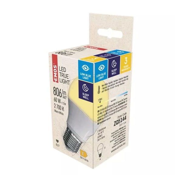 Топла LED крушка E27, 7 W - EMOS-image-1