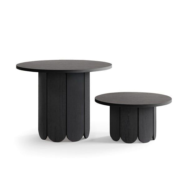 Черна кръгла масичка за кафе от дъб  ø 78 cm Soft – Woodman-image-3