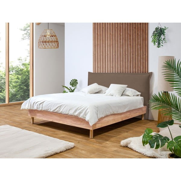 Кафяво/естествено двойно легло с решетка 160x200 cm Charlie - Bobochic Paris-image-1