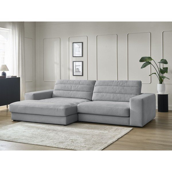 Светлосив кадифен ъглов диван (ляв ъгъл) Sierra – Bobochic Paris-image-1