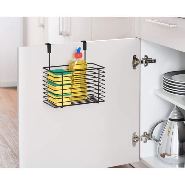 Черна висяща метална кошница за кухненска врата Slim, височина 25 cm - Wenko-image-2