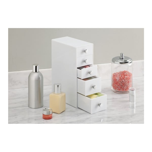 Bílá úložná skříňka se šuplíky InterDesign Drawers Tower, výška 25,5 cm-image-3