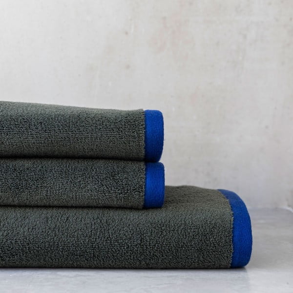 Тъмнозелена/синя кърпа от органичен памук от тери 50x90 cm Soft – Mette Ditmer Denmark-image-4