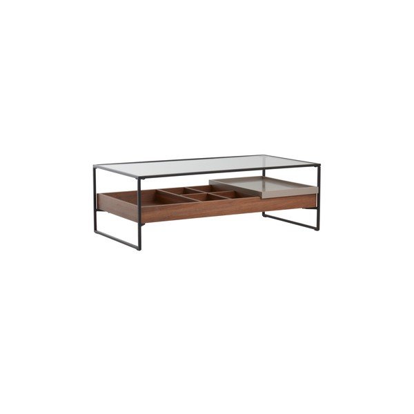 Масичка за кафе със стъклен плот в тъмно естествен цвят 60x120 cm Sveg – Jotex