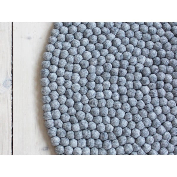 Стоманено сив вълнен килим с топки , ⌀ 90 см Ball Rugs - Wooldot