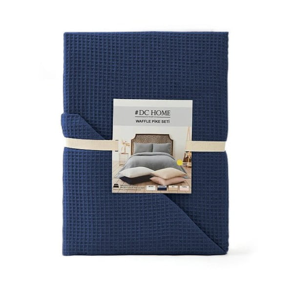 Тъмносиньо покривало за легло 200x220 cm Waffle – Mijolnir-image-2