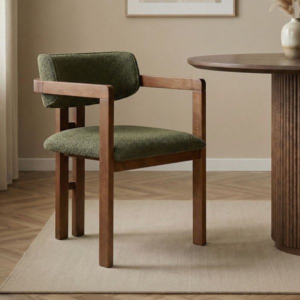 Тъмнозелен трапезен стол с подлакътници Toscana – Kalune Design-image-1
