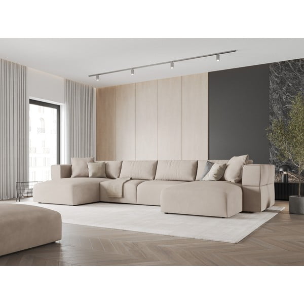 Бежов ъглов U-образен диван Esther – Milo Casa-image-1