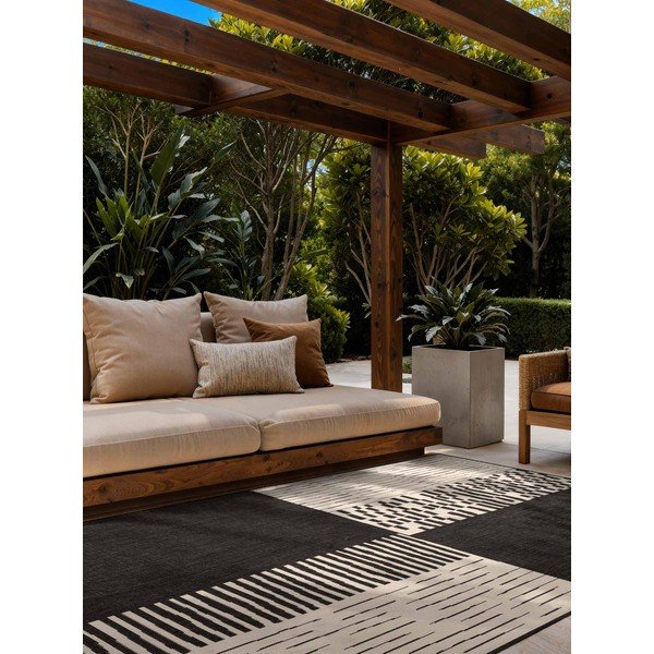 Черен/кремав килим за открито и закрито 200x300 cm Haringey Acacia – Ted Baker-image-1