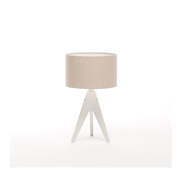 Krémová  stolní lampa 4room Artist, bílá lakovaná bříza, Ø 25 cm