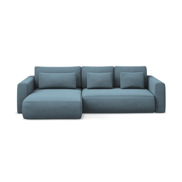 Светлосин разтегателен ъглов диван с място за съхранение (ляв ъгъл) Kapua – Makamii