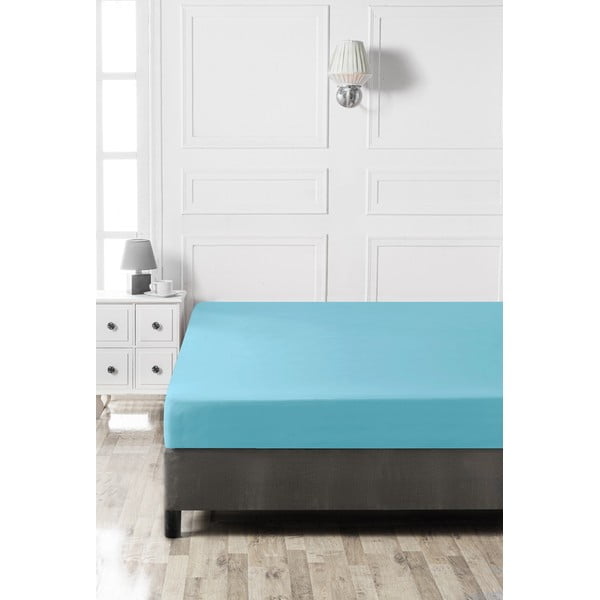 Тюркоазенеластичен памучен чаршаф 140x200 cm – Mijolnir-image-2