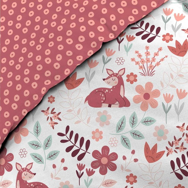 Бяло/розово единично  памучно детско спално бельо 140x200 cm Bichette – douceur d'intérieur-image-2