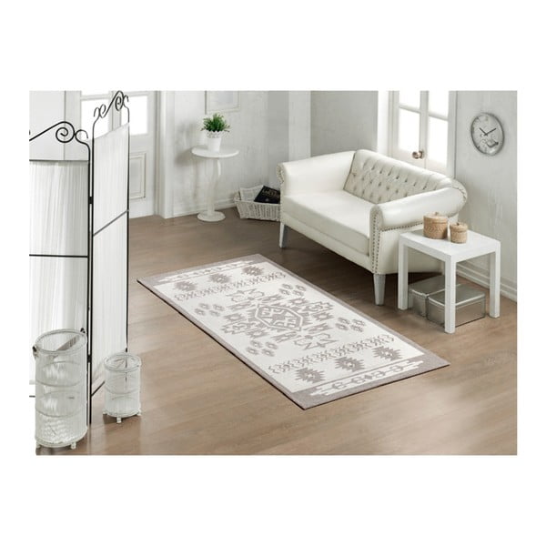 Памучен килим Cream Орнамент Gris, 100 x 200 cm - Sesli Home