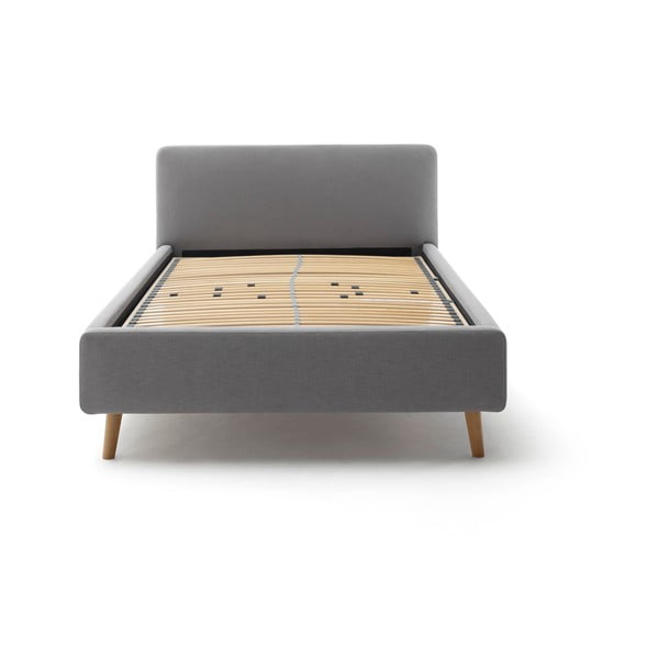 Сиво двойно легло 140x200 cm тапицирано с място за съхранение с включена подматрачна рамка Mattis – Meise Möbel-image-3