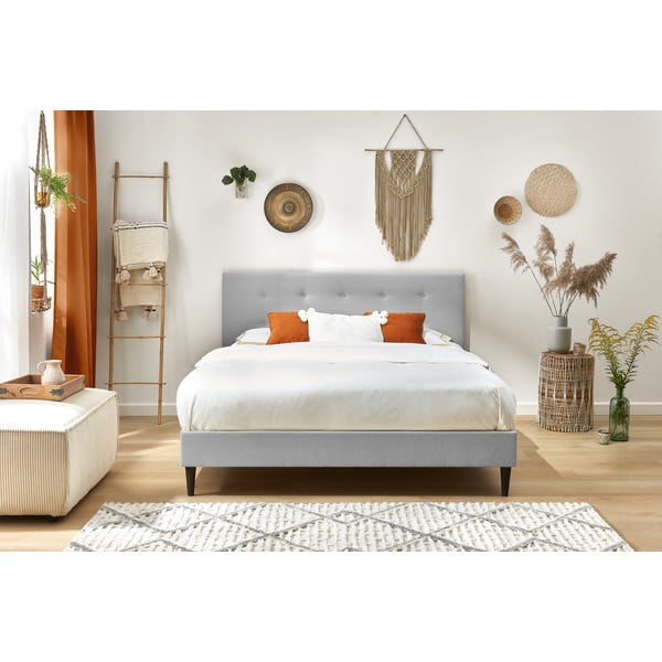 Светлосиво тапицирано двойно легло с решетка 180x200 cm Rory - Bobochic Paris-image-4