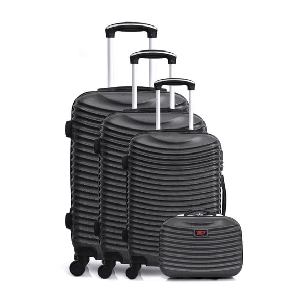 Sada 4 černých cestovních kufrů na kolečkách Hero Etna-C