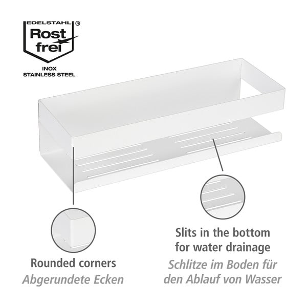 Рафт за баня без пробиване от неръждаема стомана в матово бял цвят Genova – Wenko-image-4