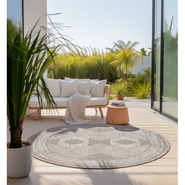 Кафяво-кремав кръгъл външен килим ø 100 cm Gemini – Elle Decoration-image-3