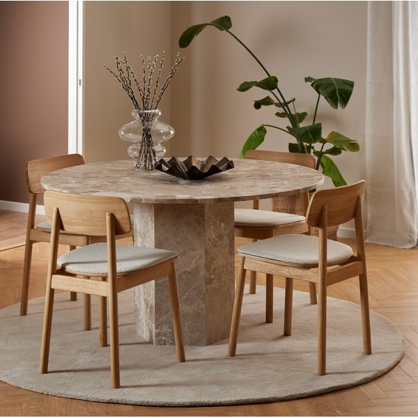 Светлокафява мраморна кръгла трапезна маса ø 130 cm Naxos – Actona-image-1