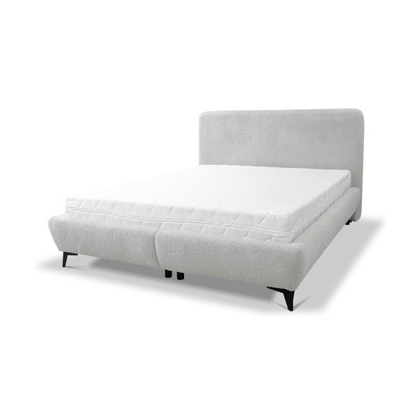 Светлосиво двойно тапицирано легло с място за съхранение и включена подматрачна рамка 180x200 cm Makapu – Makamii-image-2