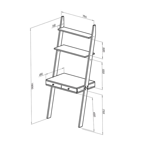 Бяла стойка с работен плот и чекмедже Leno - Ragaba-image-2