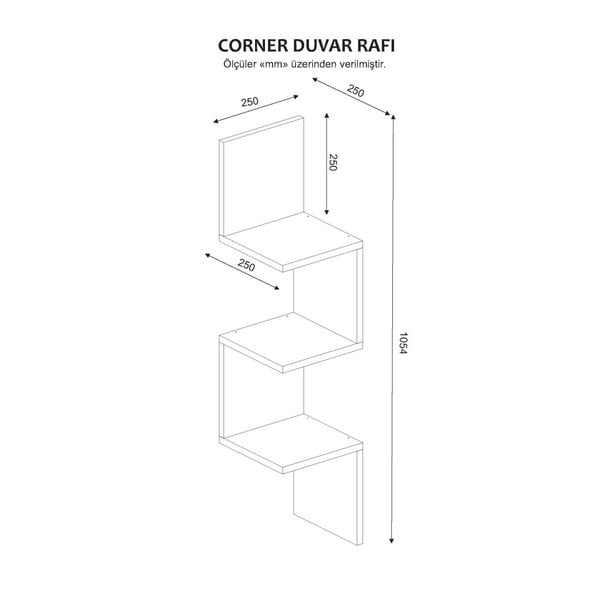 Бяла стенна етажерка с рафтове Corner - Furny Home-image-3