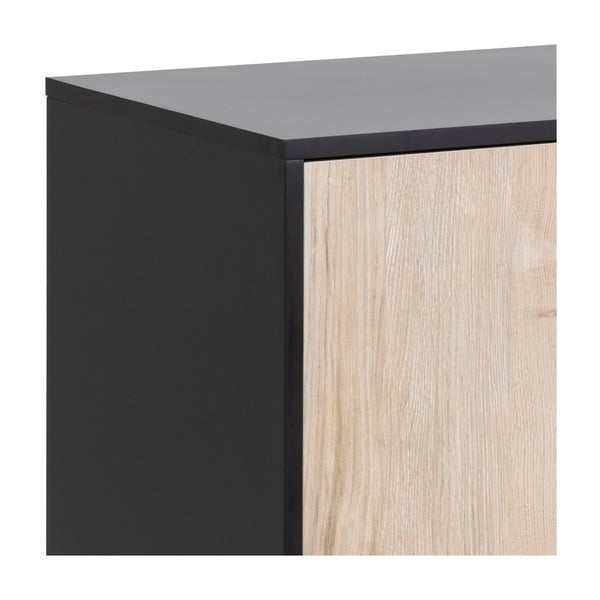 Черен нисък скрин от дъб 120x82 cm Seaford - Actona-image-1