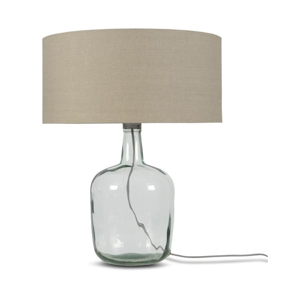 Настолна лампа с бежов абажур и конструкция от рециклирано стъкло Мурано, ⌀ 47 cm - Good&Mojo