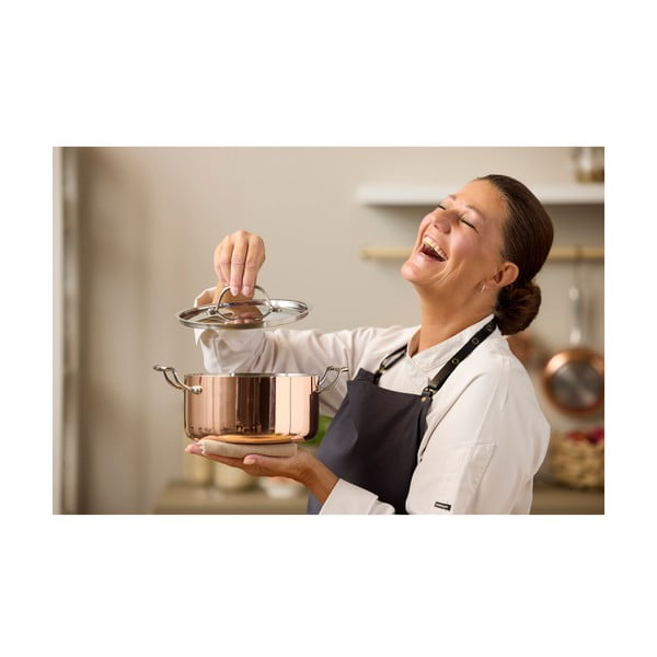 Съд от неръждаема стомана/мед с капак за индукция 3 л - Blomsterbergs-image-1