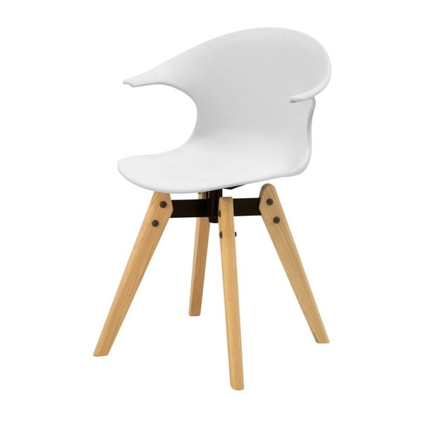 Bílá židle s dřevěným podnožím Aemely