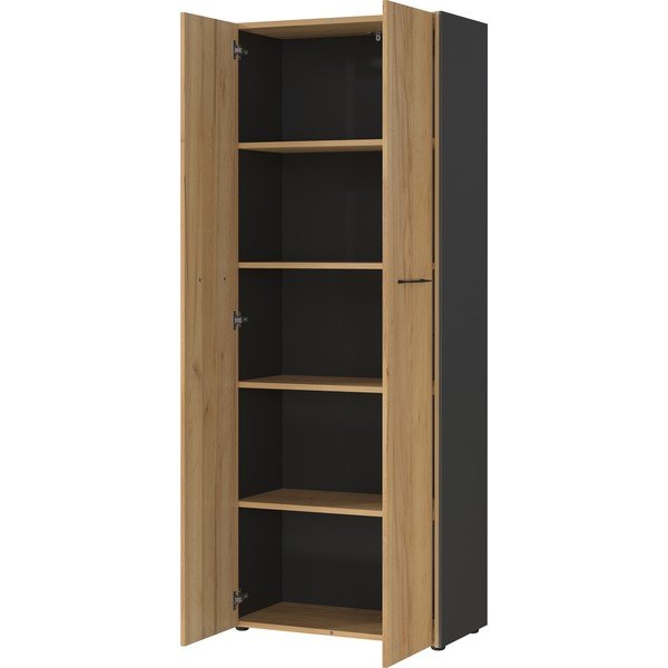 Гардероб от декор от дъб в антрацитен и естествен цвят 75x196x40 cm Podium – Germania-image-3