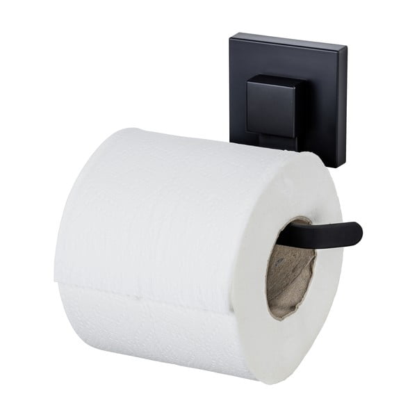 Черен самозалепващ държач за тоалетна хартия от неръждаема стомана Quadro – Wenko