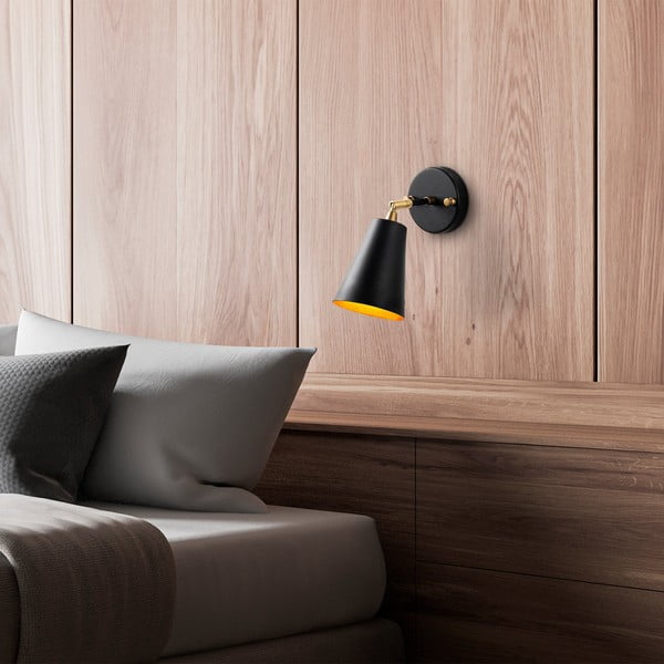 Черна/ в златист цвят стенна лампа ø 10 cm Evander – Opviq lights-image-1