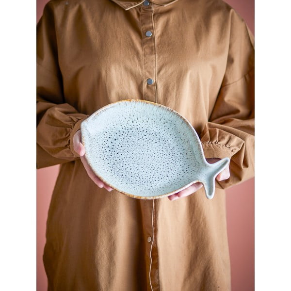 Синя/бежова глинена чиния за сервиране Fleur – Bloomingville-image-1