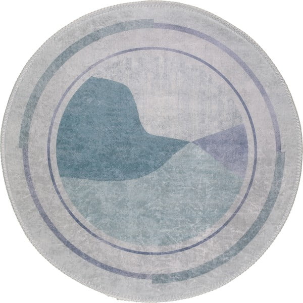 Миещ се кръгъл килим в синьо-кремаво ø 120 cm Yuvarlak - Vitaus