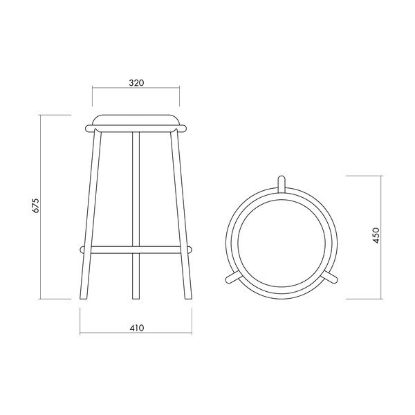 Син метален бар стол (височина на седалката 68 cm) Hogo – noo.ma-image-3